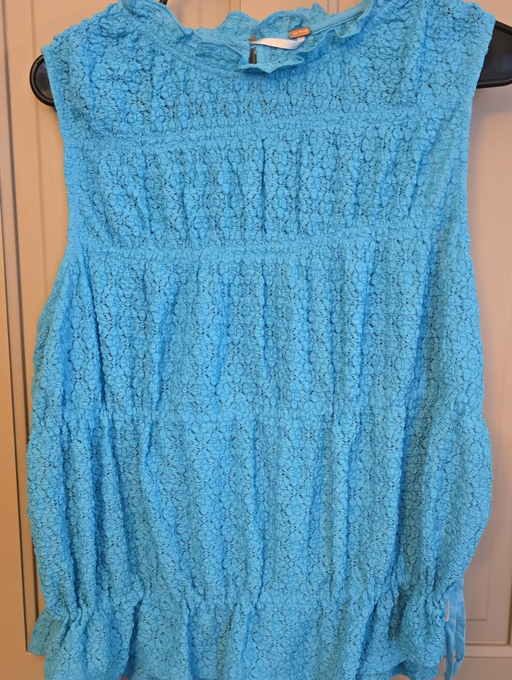 Blue Lace Sleeveless Peplum Women's Top Free People M